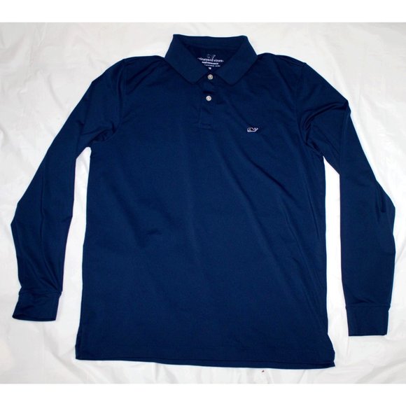 Vineyard Vines Other - Vineyard Vines Performance Mens Long Sleeve Whale Logo Polo Shirt Size Medium